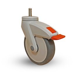 Svinghjul 125mm - m. totalbremse - rustfri