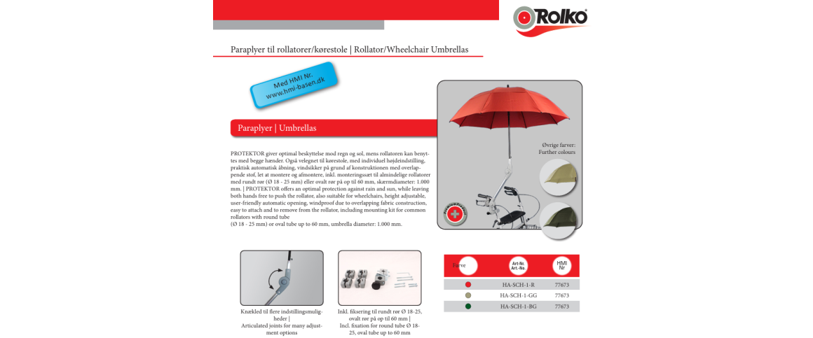 Protector rollator paraply - gylden