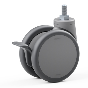 Dobbelthjul 100mm - m. bremse - til forflytningsplatform