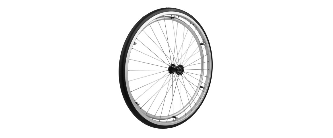 Purbanehjul 24" PROFLEX - alu m. drivring - 0-kryds - sort
