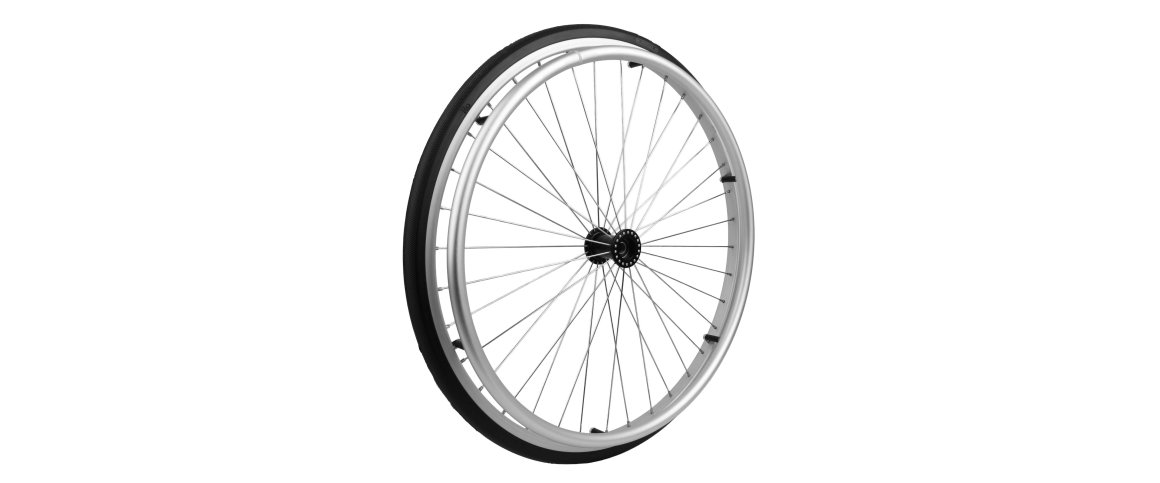 Purbanehjul 24" PROFLEX - alu m. drivring - 0-kryds - sort