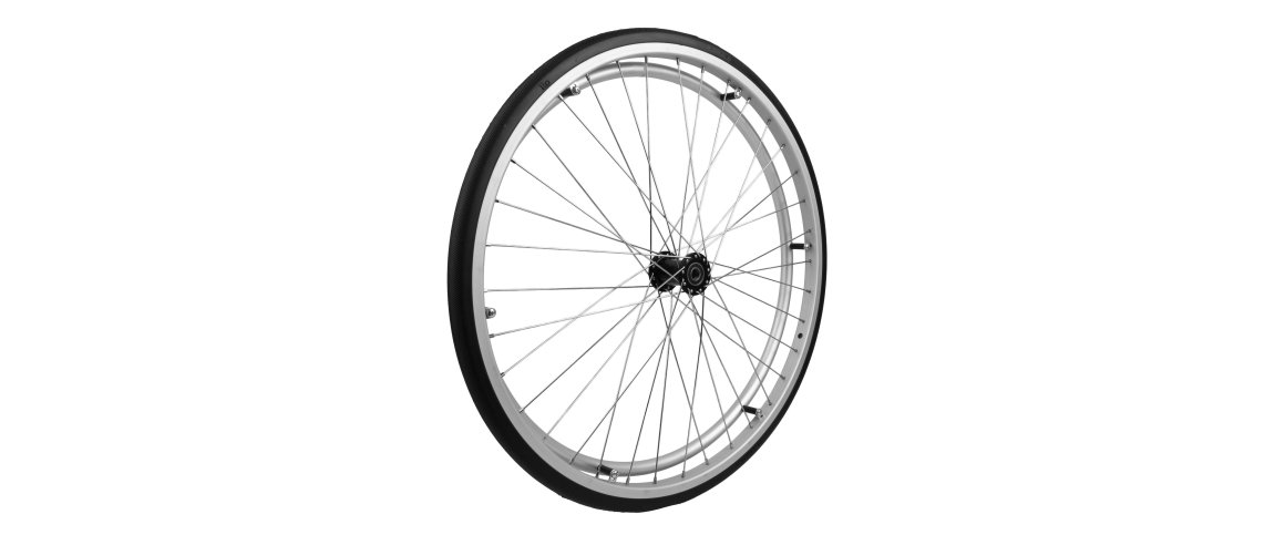 Purbanehjul 24" PROFLEX - alu m. drivring - 3-kryds - sort