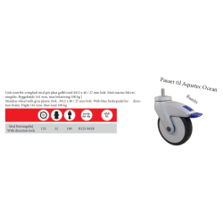 Svinghjul 125mm - m. retningsls - rustfri